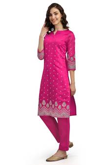 Pink floral print chanderi silk salwar