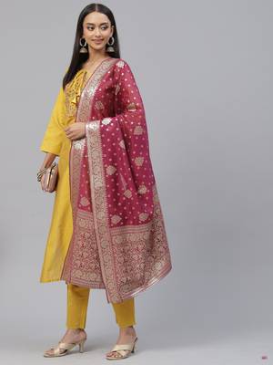 Yellow embroidered art silk salwar 2