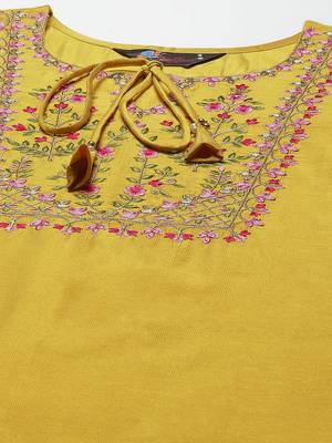 Yellow embroidered art silk salwar 4