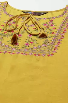 Yellow embroidered art silk salwar