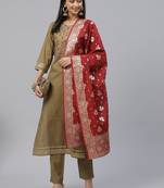 Beige embroidered art silk salwar