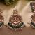 Green Copper Base Gold Plated Kundan Light Weight Earrings Maangtika Set Combo