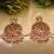 Pink Copper Base Gold Plated Kundan Light Weight Earrings Maangtika Set Combo