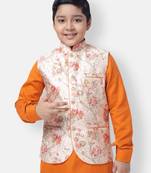 Namaskar Pink printed silk boys-blazer