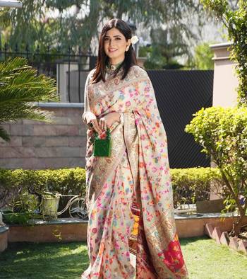 White Woven Cotton Silk Saree With Blouse 1