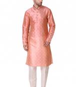 Koshin Peach Color Art Silk Square Digitally Printed Kurta For Festive & Wedding