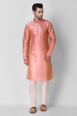 Koshin Peach Color Art Silk Square Digitally Printed Kurta For Festive & Wedding 2