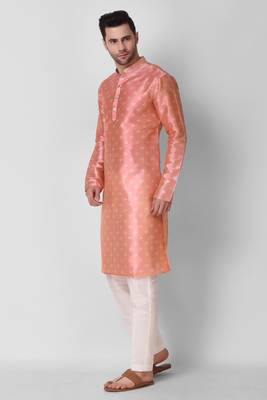 Koshin Peach Color Art Silk Square Digitally Printed Kurta For Festive & Wedding 4
