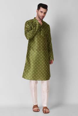 Koshin Mehndi Color Art Silk Square Digitally Printed Kurta For Festive & Wedding 5