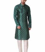 Koshin Teal Color Art Silk Square Digitally Printed Kurta For Festive & Wedding