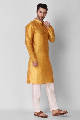 Koshin Yellow Color Art Silk Square Digitally Printed Kurta For Festive & Wedding 4