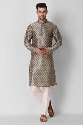 Koshin Chocolate Color Art Silk Leaf Print Digitally Kurta For Festive & Wedding 2
