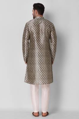 Koshin Chocolate Color Art Silk Leaf Print Digitally Kurta For Festive & Wedding 3