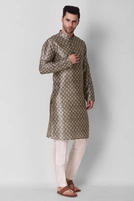 Koshin Chocolate Color Art Silk Leaf Print Digitally Kurta For Festive & Wedding 4