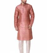Koshin Rust Color Art Silk Leaf Print Digitally Kurta For Festive & Wedding
