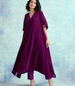 Wine Velvet Kaftan Kurta