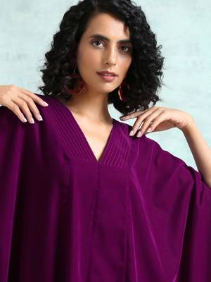 Wine Velvet Kaftan Kurta 5