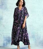 Black Printed Velvet Kaftan Kurta