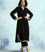 Black Velvet Lace Kurta