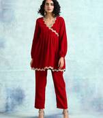 True Red Velvet Lace Co-Ord Set