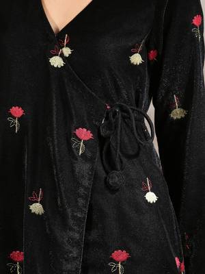 Black Velvet Embroidered Angrakha 3