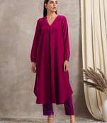 Pink Velvet Pleated Kurta
