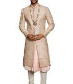 Fawn embroidered art dupion silk sherwani