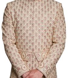 Fawn embroidered art dupion silk sherwani