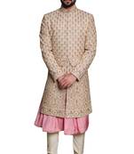 Fawn embroidered art dupion silk sherwani