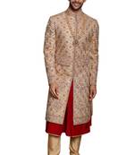Gold embroidered art dupion silk sherwani