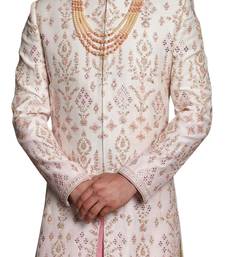 Fawn embroidered art dupion silk sherwani