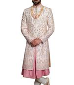Fawn embroidered art dupion silk sherwani