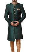 Green embroidered art dupion silk sherwani