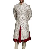 Fawn embroidered art dupion silk sherwani