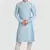 Turquoise plain art dupion silk kurta-pajama