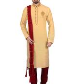 Gold embroidered art dupion silk kurta-pajama