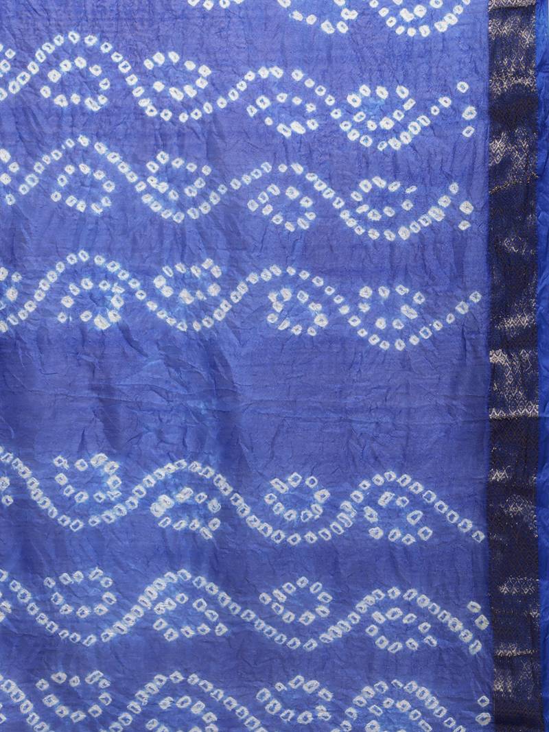 Geroo Jaipur Handcrafted Pink And Blue Art Silk Saree