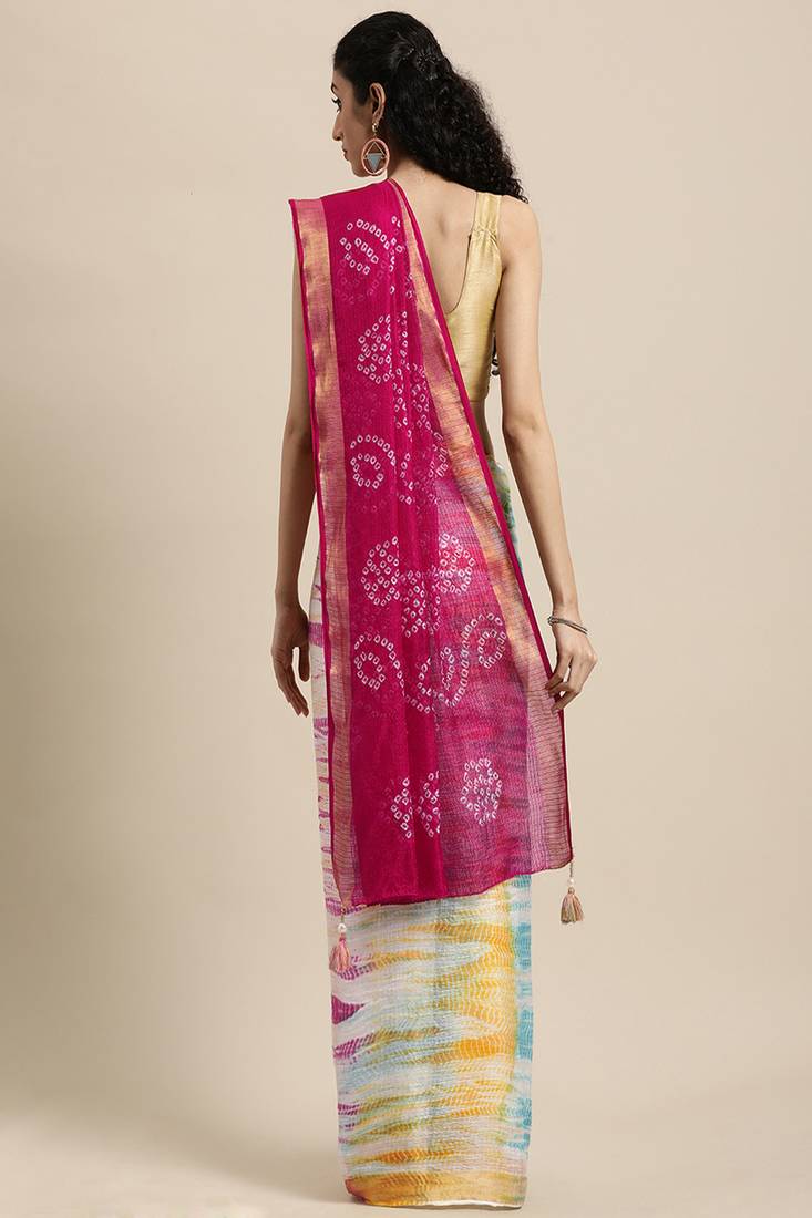 Geroo Jaipur Handcrafted Shiburi Bandhani Art Kota Silk Saree