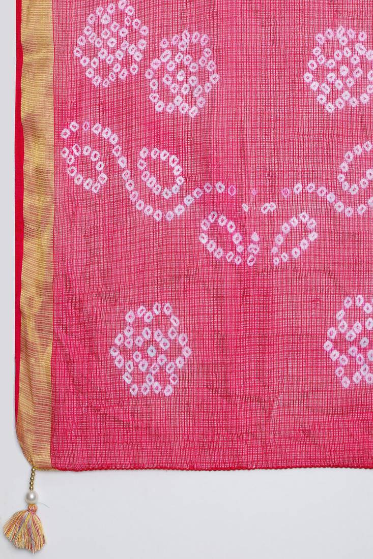 Geroo Jaipur Handcrafted Shiburi Bandhani Art Kota Silk Saree