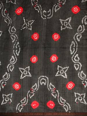   Handcrafted Black Art Silk Bandhani Saree 3