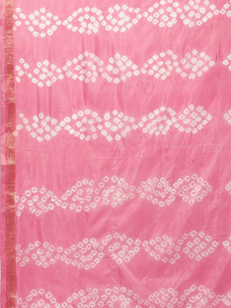 Geroo Jaipur Hand Dyed Maroon and pink Bandhani Saree
