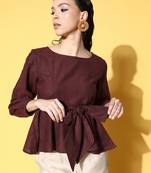 Maroon plain cotton cotton-tops
