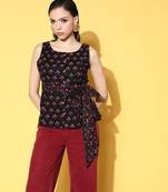 Black printed cotton cotton-tops