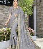 A HEAVY EMBROIDERY WORK & STONE WORK SAREE