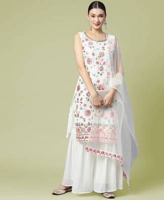 Georgette Sharara Suit White 2