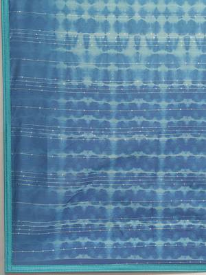 Blue Tie And Dye Sequin Work Cotton Fabric Designer Saree With Mirror Work Cotton Fabric Blouse 3
