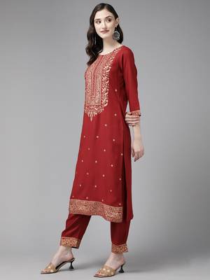 Red printed rayon ethnic-kurtis 2