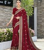 A HEAVY EMBROIDERY WORK & STONE WORK SAREE