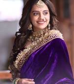BLUE BEAUTIFUL 9000 VELVET PARTY WEAR SAREE FOR WINTER COLLECTION 