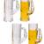 Multipurpose Food Grade Designer Transparent, Beer Mug/Glass Set With Handle, Set Of 6, Capacity 550 ML .